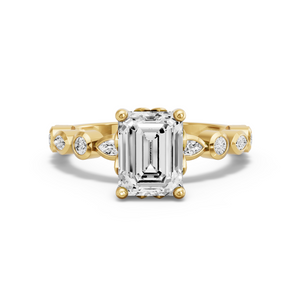 Image for Emerald Lotus Basket Ring with Alternating Marquise band