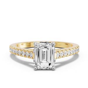 Image for Emerald Lotus Basket Ring with Cathedral Pave band