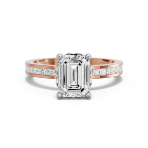 Image for Emerald Lotus Basket Ring with Channel band