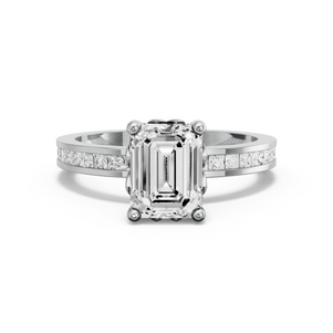 Image for Emerald Lotus Basket Ring with Channel band