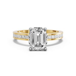 Image for Emerald Lotus Basket Ring with Channel band
