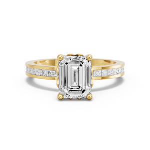 Image for Emerald Lotus Basket Ring with Channel band