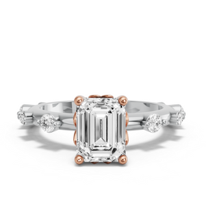 Image for Emerald Lotus Basket Ring with Floating Station band