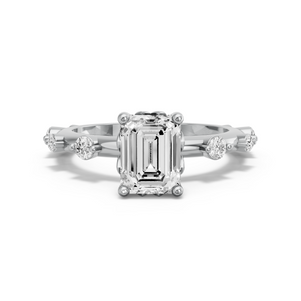 Image for Emerald Lotus Basket Ring with Floating Station band