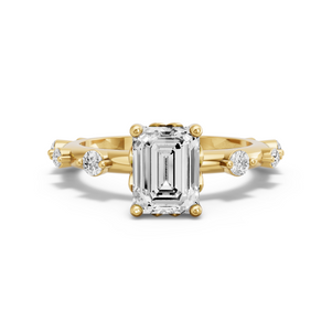 Image for Emerald Lotus Basket Ring with Floating Station band