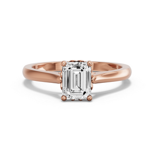 Image for Emerald Lotus Basket Ring with Knife Edge Cathedral band