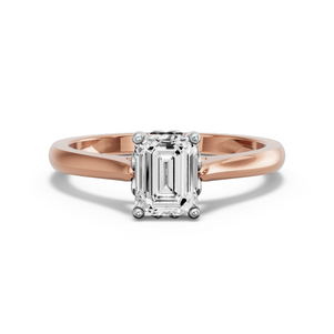Image for Emerald Lotus Basket Ring with Knife Edge Cathedral band