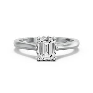 Image for Emerald Lotus Basket Ring with Knife Edge Cathedral band