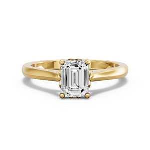 Image for Emerald Lotus Basket Ring with Knife Edge Cathedral band