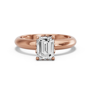 Image for Emerald Lotus Basket Ring with Knife Edge Solitaire band