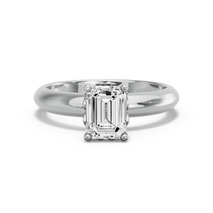 Image for Emerald Lotus Basket Ring with Knife Edge Solitaire band