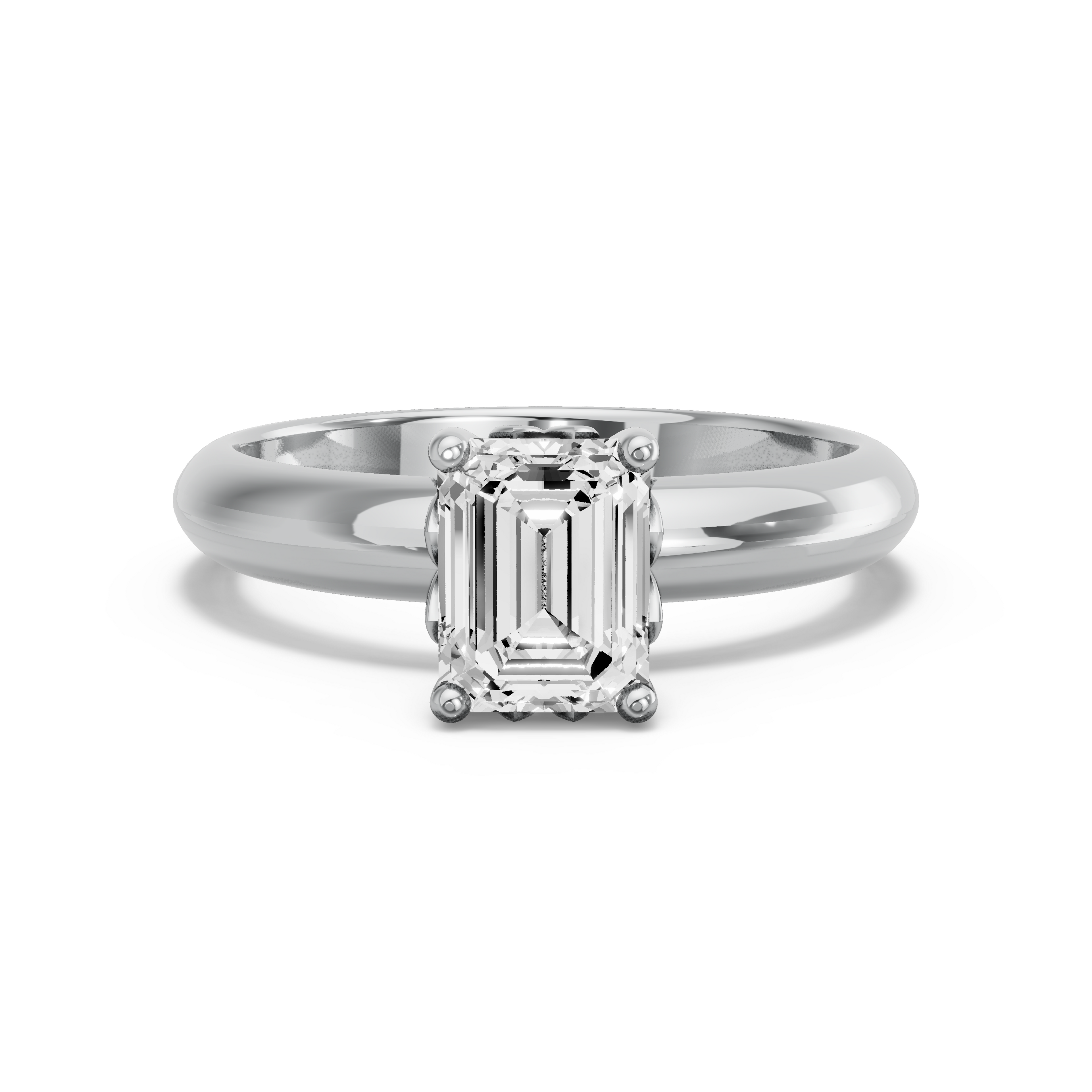 Image for Emerald Lotus Basket Ring with Knife Edge Solitaire band in 950 Platinum