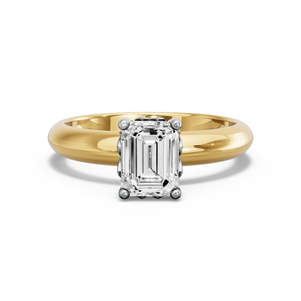 Image for Emerald Lotus Basket Ring with Knife Edge Solitaire band