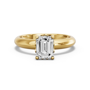 Image for Emerald Lotus Basket Ring with Knife Edge Solitaire band