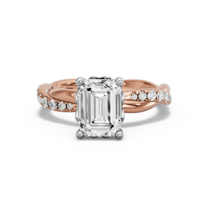 Image for Emerald Lotus Basket Ring with Rope Pave band