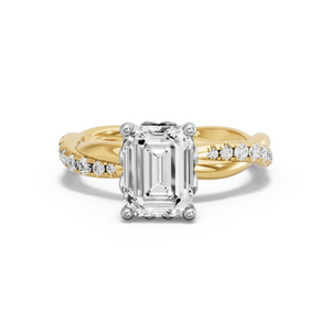 Image for Emerald Lotus Basket Ring with Rope Pave band