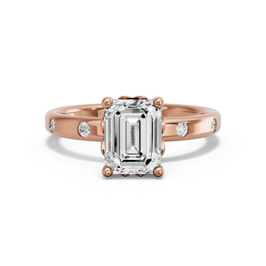 Image for Emerald Lotus Basket Ring with Sleek Accent band