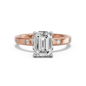 Image for Emerald Lotus Basket Ring with Sleek Accent band