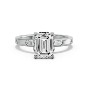 Image for Emerald Lotus Basket Ring with Sleek Accent band