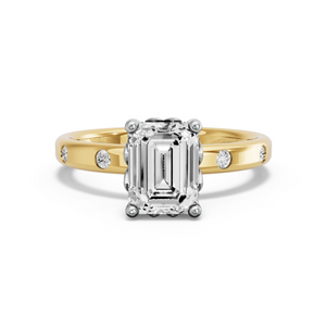 Image for Emerald Lotus Basket Ring with Sleek Accent band