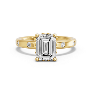 Image for Emerald Lotus Basket Ring with Sleek Accent band