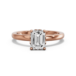 Image for Emerald Lotus Basket Ring with Solitaire band