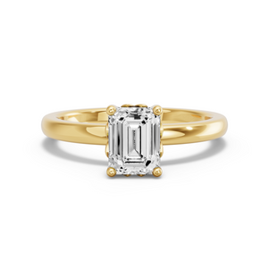 Image for Emerald Lotus Basket Ring with Solitaire band