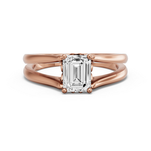 Image for Emerald Lotus Basket Ring with Split Ring Solitaire band