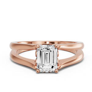 Image for Emerald Lotus Basket Ring with Split Ring Solitaire band