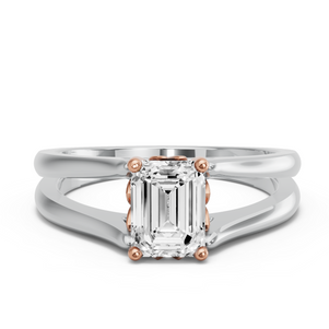 Image for Emerald Lotus Basket Ring with Split Ring Solitaire band