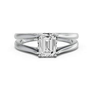 Image for Emerald Lotus Basket Ring with Split Ring Solitaire band