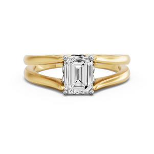 Image for Emerald Lotus Basket Ring with Split Ring Solitaire band