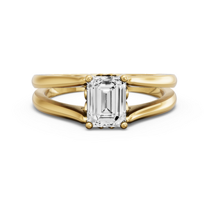 Image for Emerald Lotus Basket Ring with Split Ring Solitaire band