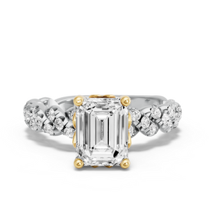 Image for Emerald Lotus Basket Ring with Twist Pave band