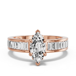 Image for Marquise Lotus Basket Ring with Baguette Channel band