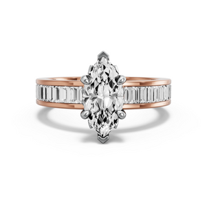 Image for Marquise Lotus Basket Ring with Baguette Channel band