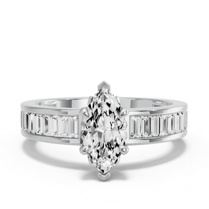 Image for Marquise Lotus Basket Ring with Baguette Channel band