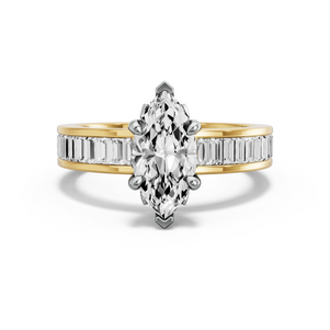 Image for Marquise Lotus Basket Ring with Baguette Channel band