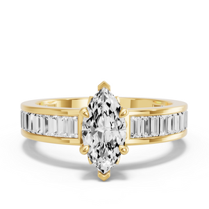 Image for Marquise Lotus Basket Ring with Baguette Channel band