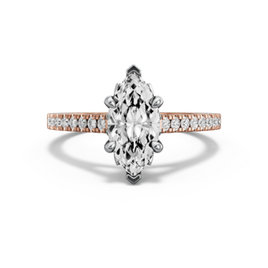 Image for Marquise Lotus Basket Ring with Cathedral Pave band