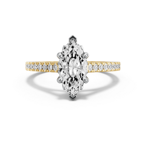 Image for Marquise Lotus Basket Ring with Cathedral Pave band