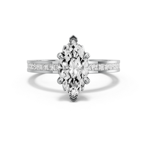 Image for Marquise Lotus Basket Ring with Channel band in 950 Platinum