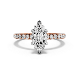 Image for Marquise Lotus Basket Ring with French Pave band