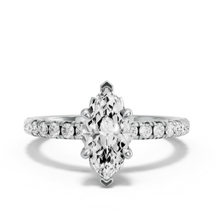 Image for Marquise Lotus Basket Ring with French Pave band