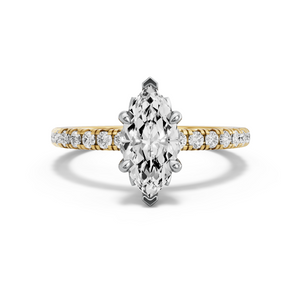 Image for Marquise Lotus Basket Ring with French Pave band