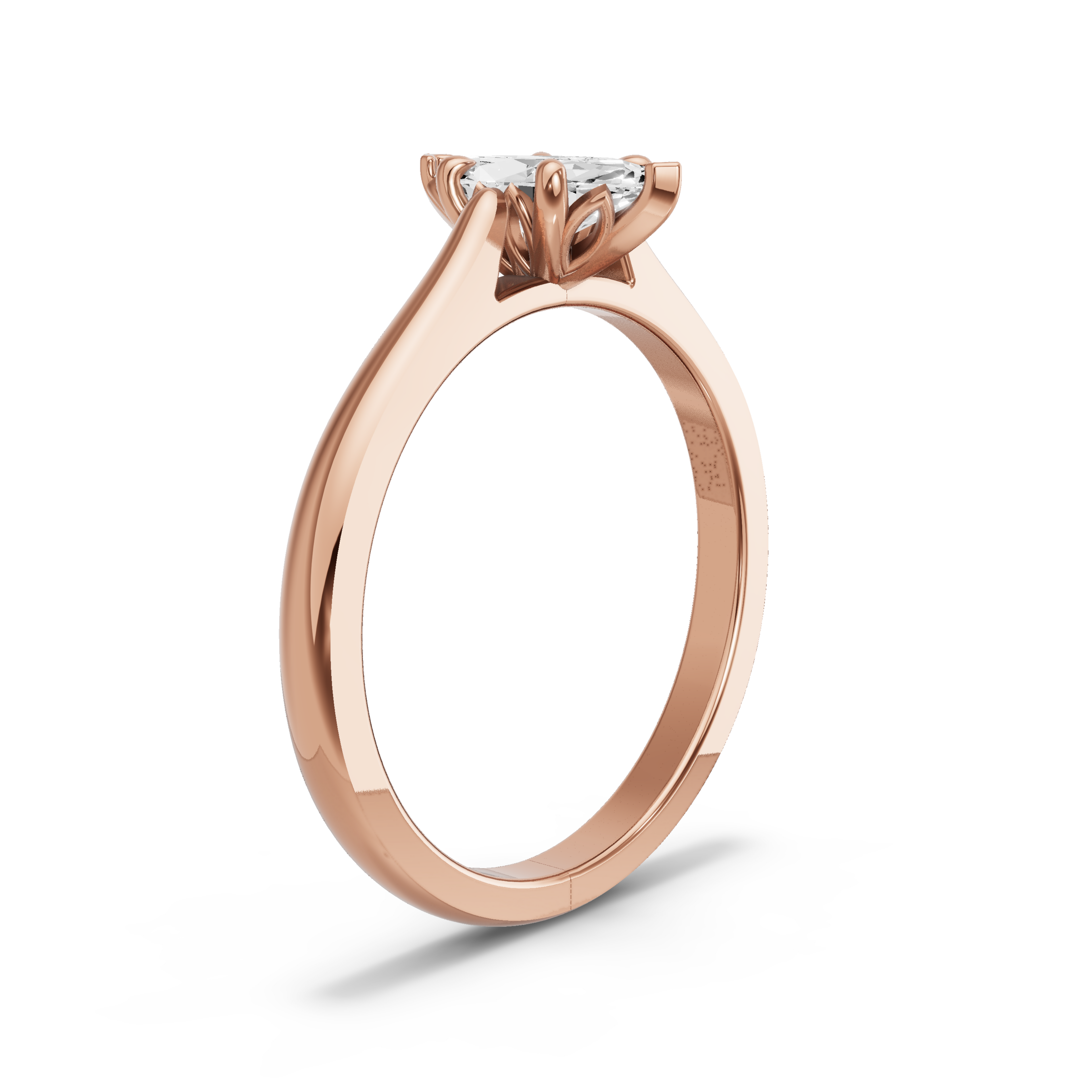 Image for Marquise Lotus Basket Ring with Knife Edge Cathedral band in 18K Rose Gold