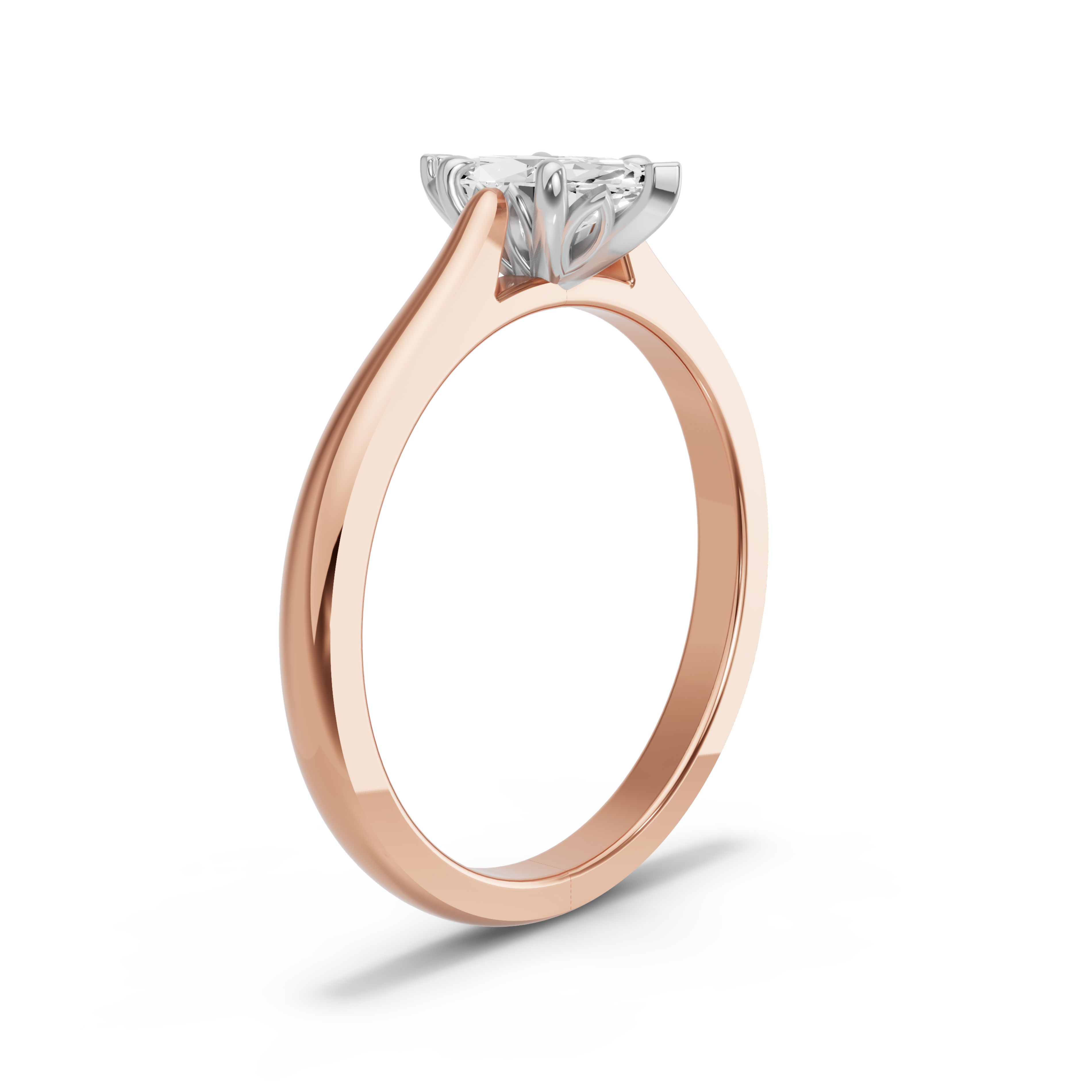 Image for Marquise Lotus Basket Ring with Knife Edge Cathedral band in 14K Two Tone Rose Gold