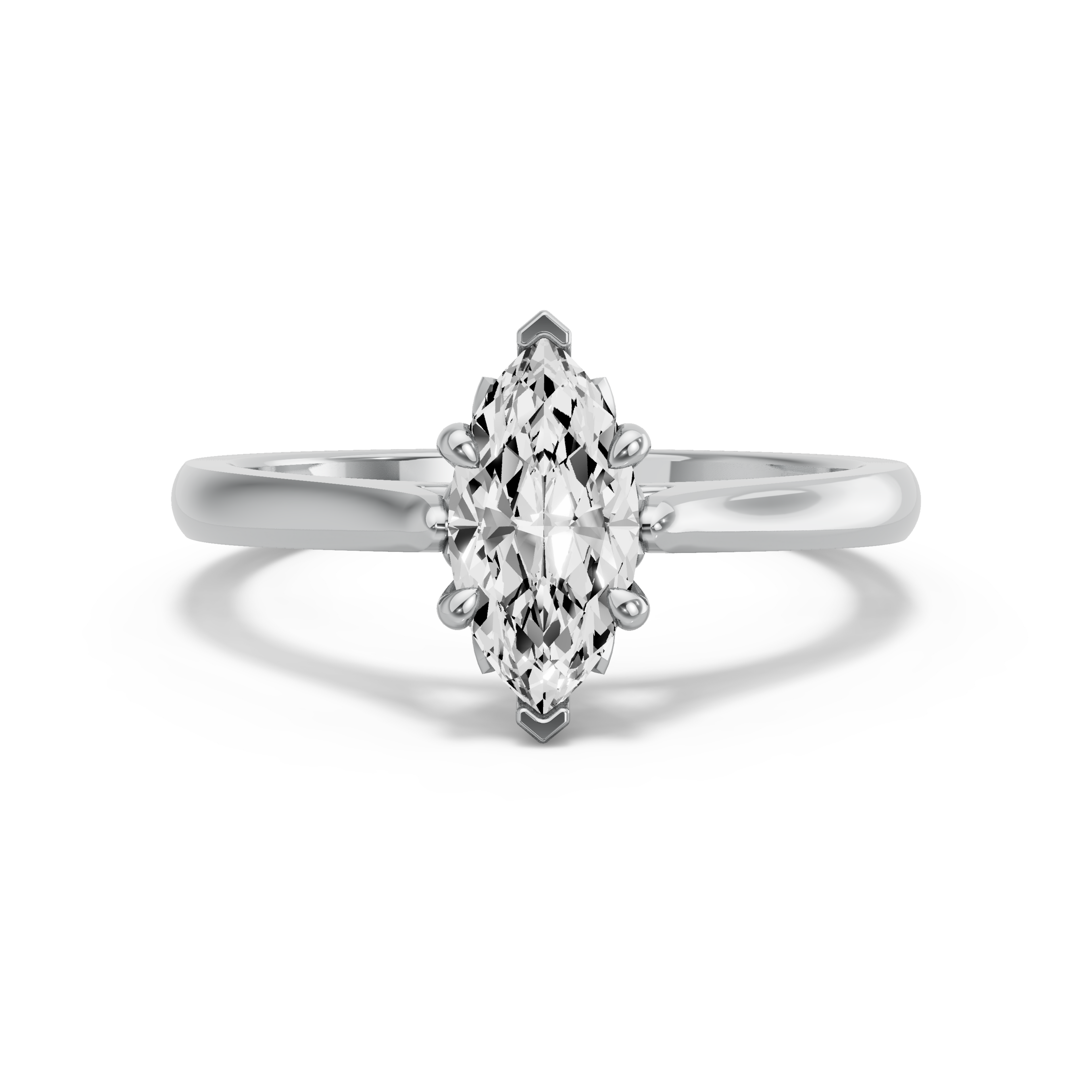 Image for Marquise Lotus Basket Ring with Knife Edge Cathedral band in 10K White Gold