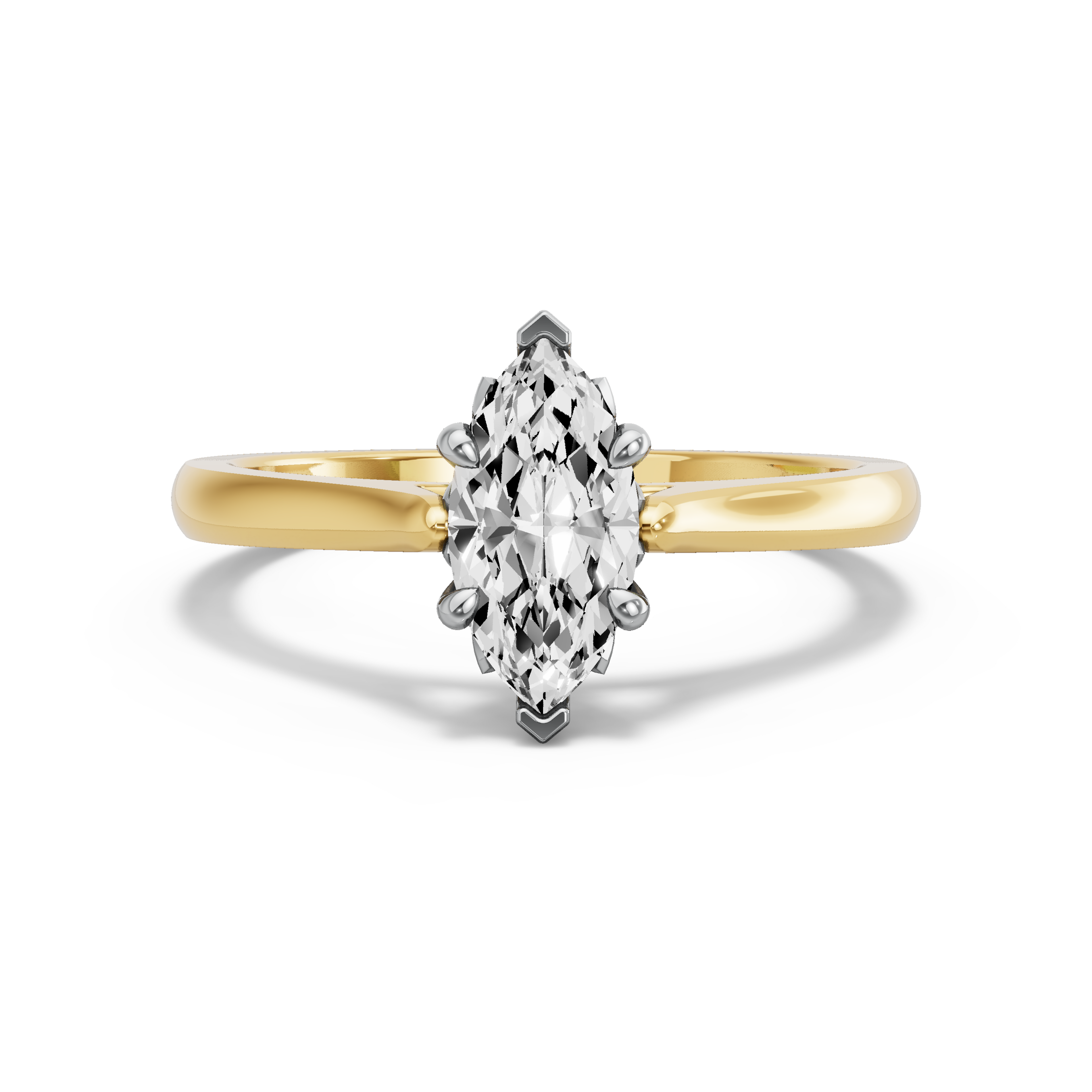 Image for Marquise Lotus Basket Ring with Knife Edge Cathedral band in 14K Two Tone Yellow Gold
