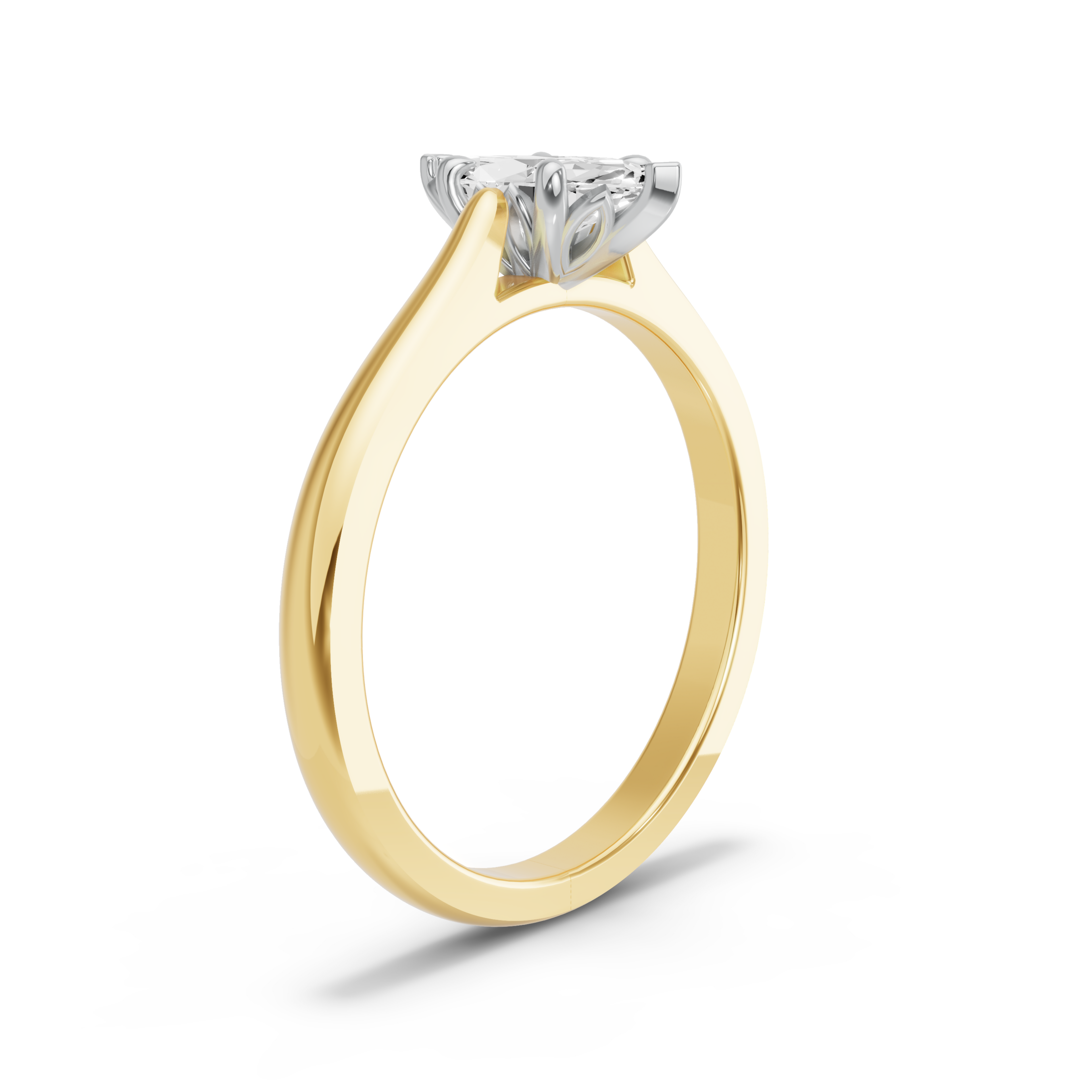 Image for Marquise Lotus Basket Ring with Knife Edge Cathedral band in 14K Two Tone Yellow Gold